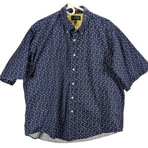 Hunt Club Shirt Mens Extra Large Button Down Blue White Fleur De Lis Preppy